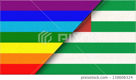 Flags of LGBT and Abkhazia. LGBT and Abkhazian flags Flags of LGBT and Abkhazia. LGBT and Abkhazian flags 138606324