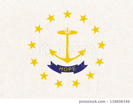 Flag of Rhode Island state on fabric surface. Rhode Island state flag Flag of Rhode Island state on fabric surface. Rhode Island state flag 138606346