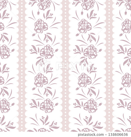 Flower pattern muted rose pink stripes on white background with garden flowers. Farmhouse spring colors backdrop Flower pattern muted rose pink stripes on white background with garden flowers. Farmhouse spring colors backdrop 138606636