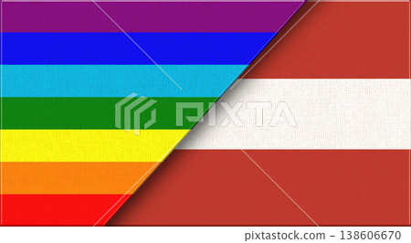 Flags of LGBT and Austria. LGBT and Austrian National flags on Fabric 138606670