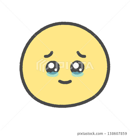 A cute, hand-drawn emoji of a smiling face with teary eyes - an illustration of a face crying and laughing with an expression of joy or emotion. A cute, hand-drawn emoji of a smiling face with teary eyes - an illustration of a face crying and laughing with an expression of joy or emotion. 138607859