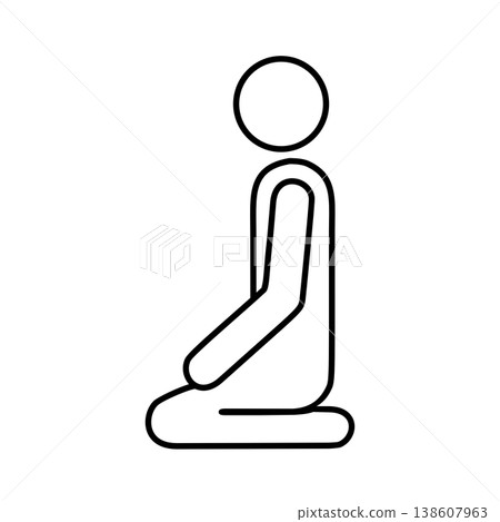 Line icon of a person sitting in a seiza position Line icon of a person sitting in a seiza position 138607963