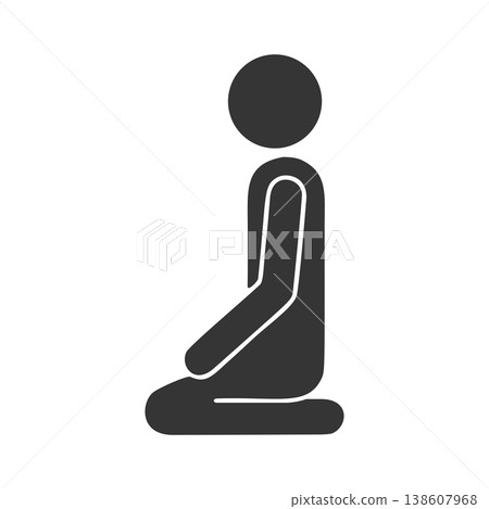 Silhouette icon of a person sitting in a seiza position Silhouette icon of a person sitting in a seiza position 138607968
