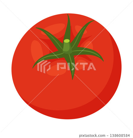 Whole ripe red tomato. Hand drawn trendy flat style isolated on transparent background 138608584