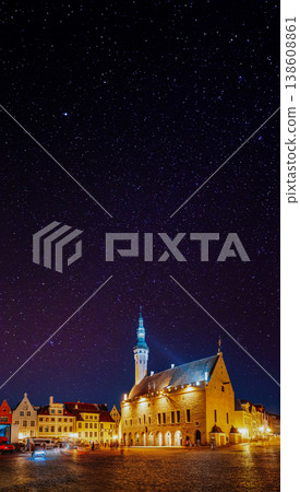 Tallinn Town Hall Under a Starry Night Sky Tallinn Town Hall Under a Starry Night Sky 138608861