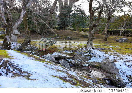 Shugakuin Imperial Villa: The garden with lingering snow and the surface of the water. Shugakuin Imperial Villa: The garden with lingering snow and the surface of the water. 138609214