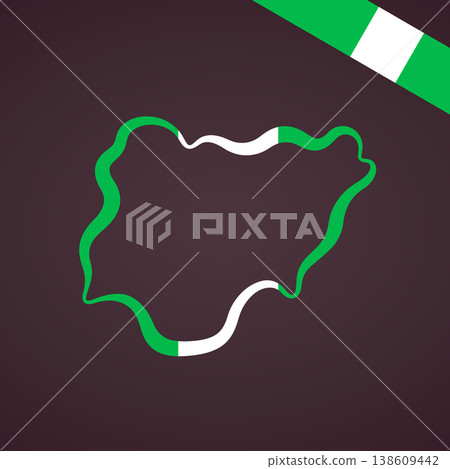 Nigeria - Outline map and corner flag Nigeria - Outline map and corner flag 138609442