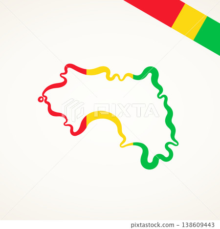 Guinea - Outline map and corner flag 138609443