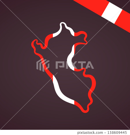 Peru - Outline map and corner flag Peru - Outline map and corner flag 138609445