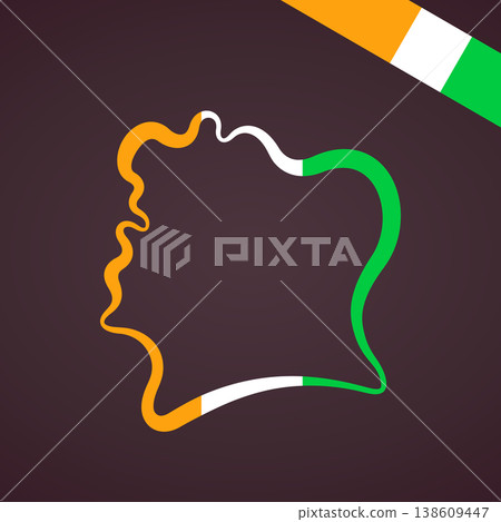 Ivory Coast - Outline map and corner flag Ivory Coast - Outline map and corner flag 138609447