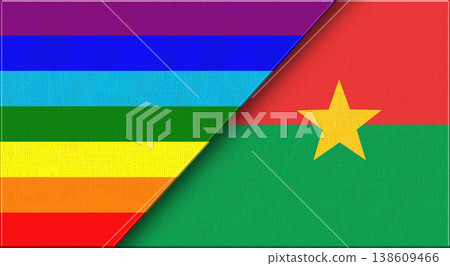 Flags of LGBT and Burkina Faso. LGBT and Burkina Faso National flags on Fabric Flags of LGBT and Burkina Faso. LGBT and Burkina Faso National flags on Fabric 138609466