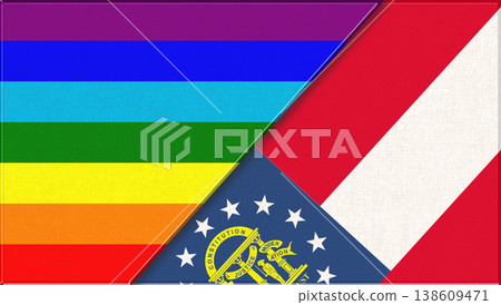 Flags of LGBT and Georgia. LGBT and Georgia official flags 138609471