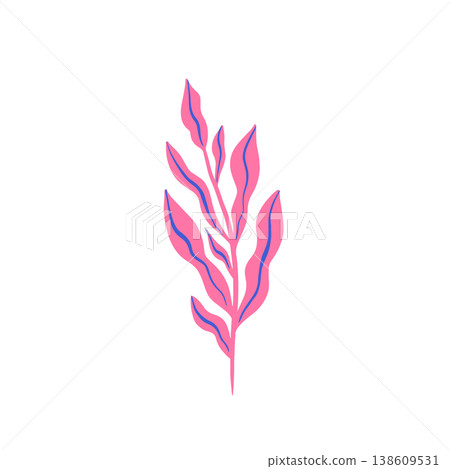 Tropical colorful jungle tree branch with bright leaves. Exotic summer illustration and graphic 138609531