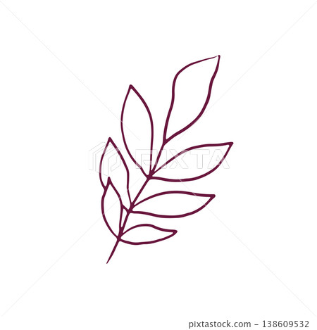 Elegant hand drawn linear tree branch. Vintage botanical line art illustration. Elegant hand drawn linear tree branch. Vintage botanical line art illustration. 138609532