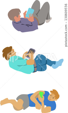 一個人看著智能手機的插圖 一個人看著智能手機的插圖 138609556