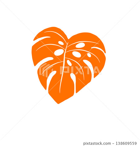 Tropical colorful monstera leaf. Exotic summer illustration and graphic element. 138609559