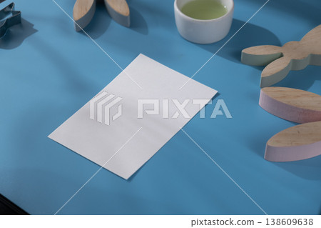 Drawing Easter rabbit bunny Storytelling of creating craft Easter greeting card holiday present. Tactile hand-on activity. Master class progress of creative me-made gifts. Seasonal domestic life micro 138609638