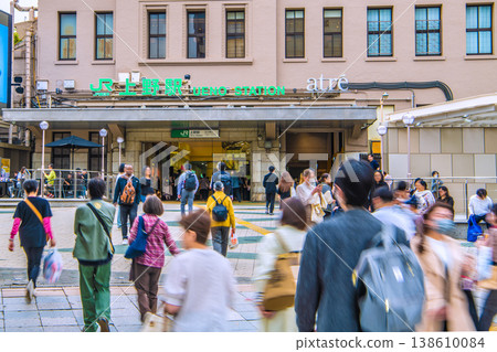 Tokyo cityscape, April 6th. Inbound tourism continues... View of JR Ueno Station and Hirokoji Exit, bustling with foreign tourists. 138610084