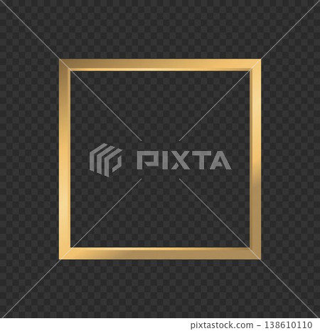 Golden Square Frame with transparent background 138610110