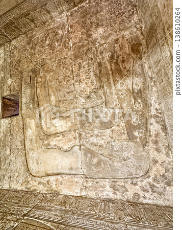 Head of the goddess Hathor at the Dendera Temple Complex, Qena, Egypt Head of the goddess Hathor at the Dendera Temple Complex, Qena, Egypt 138610264