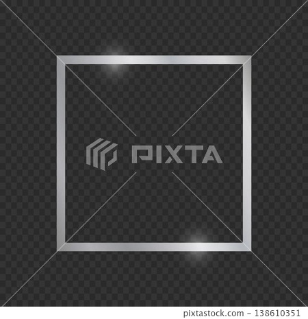 Shiny Silver Square Frame with Reflection Shiny Silver Square Frame with Reflection 138610351