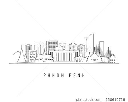 Detailed Phnom Penh skyline vector illustration.  138610736