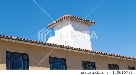 Chimney cap on the roof the residential house building architecture with architectural detail Chimney cap on the roof the residential house building architecture with architectural detail 138610781