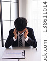 Businessman experiencing stress at work due to heavy workloads, financial worries, and the pressure of responsibility. 138611014