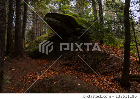 dusk wood land scenic view stone terrain cave dusk wood land scenic view stone terrain cave 138611190