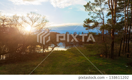 Sun shine nature idyllic country side landscape greenery trees idyllic morning picturesque environment space Sun shine nature idyllic country side landscape greenery trees idyllic morning picturesque environment space 138611202
