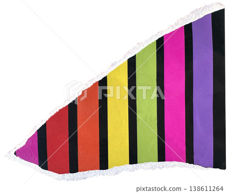 Torn paper piece with realistic textured ripped edges. Torn scrap of cardboard or paper Piece of notebook sheet 138611264