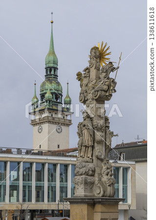Holy Trinity Column and Old Town Hall, Zelny trh, Brno Holy Trinity Column and Old Town Hall, Zelny trh, Brno 138611618