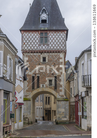 Porte de l'Horloge clock tower in Saint Fargeau, France 138611669