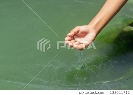 Hand Catching Pure Water from Natural Source: Sustainability and Environment Hand Catching Pure Water from Natural Source: Sustainability and Environment 138611712