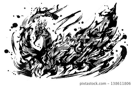 Ink painting illustration of Suzaku Ink painting illustration of Suzaku 138611806