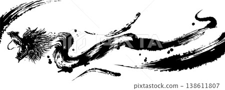 龍墨水畫插圖 138611807