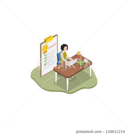 3D Isometric Flat Vector Illustration of Safety and Health at Work, Productive Working Environment. Item 3 138612214