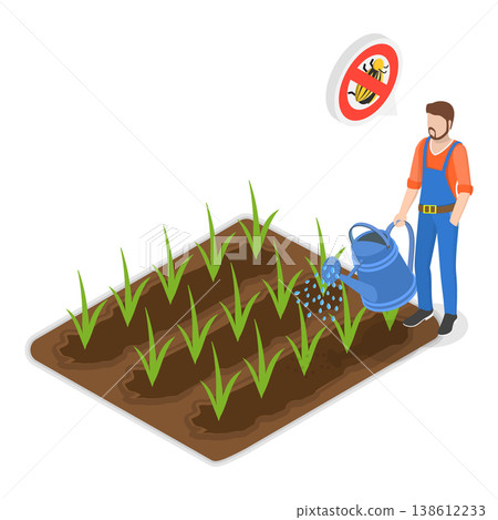3D Isometric Flat Vector Illustration of Growing and Harvesting, Industry of Organic Farming. Item 1 138612233