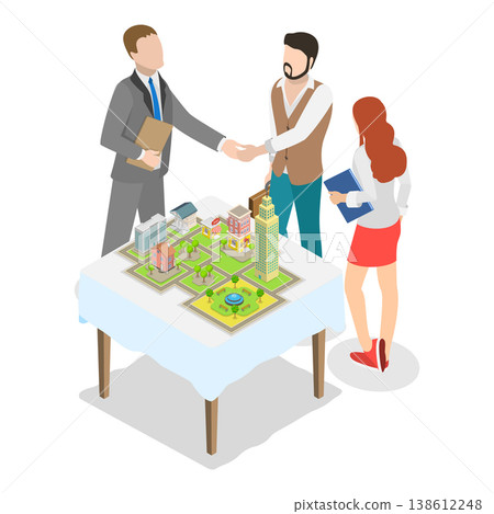 3D Isometric Flat Vector Illustration of Real Estate Brokerage Firm, Leasing Services. Item 2 3D Isometric Flat Vector Illustration of Real Estate Brokerage Firm, Leasing Services. Item 2 138612248