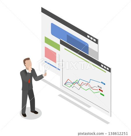 3D Isometric Flat Vector Illustration of AI and Sales, Artificial Intelligence Marketing Strategies. Item 2 3D Isometric Flat Vector Illustration of AI and Sales, Artificial Intelligence Marketing Strategies. Item 2 138612251
