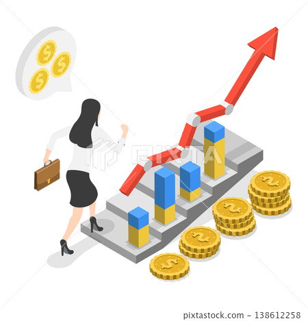 3D Isometric Flat Vector Illustration of Market Analysis, Finances Management Service. Item 2 138612258