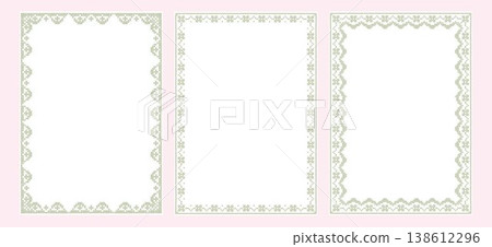 Vintage Lace Frame Set Seamless Cross Stitch Border Embroidery Wedding Invitation Elegant Ornamental Vector 138612296