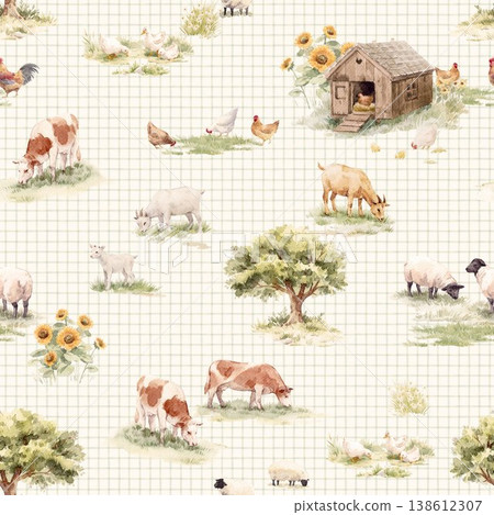 Storybook Nursery Farm Animals Seamless Pattern Watercolor Fairytale Countryside Baby Room Design Storybook Nursery Farm Animals Seamless Pattern Watercolor Fairytale Countryside Baby Room Design 138612307