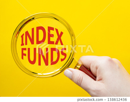 Index Funds symbol. Magnifying Glass with words Index Funds. Businessman hand. Beautiful yellow background. Business and Index Funds concept. Copy space. Index Funds symbol. Magnifying Glass with words Index Funds. Businessman hand. Beautiful yellow background. Business and Index Funds concept. Copy space. 138612436