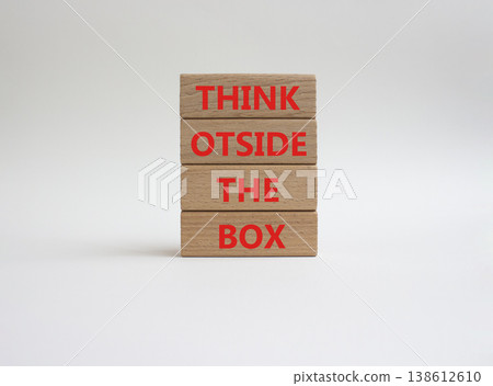 THINK OUTSIDE THE BOX symbol. Wooden blocks with words THINK OUTSIDE THE BOX. Beautiful white background. Business and THINK OUTSIDE THE BOX concept. Copy space THINK OUTSIDE THE BOX symbol. Wooden blocks with words THINK OUTSIDE THE BOX. Beautiful white background. Business and THINK OUTSIDE THE BOX concept. Copy space 138612610