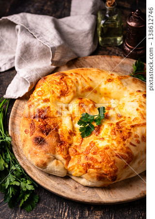 Khachapuri with cheese, Georgian cuisine Khachapuri with cheese, Georgian cuisine 138612746