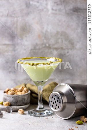 Pistachio creamy coctail martini or liquor Pistachio creamy coctail martini or liquor 138612759