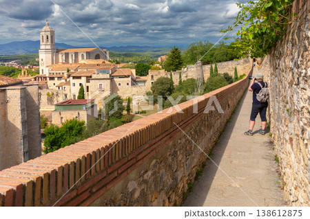 Cathedral bell tower and old town rooftops in Girona, Spain Cathedral bell tower and old town rooftops in Girona, Spain 138612875