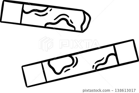Black and white doodle of pastel sticks in a row. Minimalist art tool icon for painting supplies or craft packaging Black and white doodle of pastel sticks in a row. Minimalist art tool icon for painting supplies or craft packaging 138613017