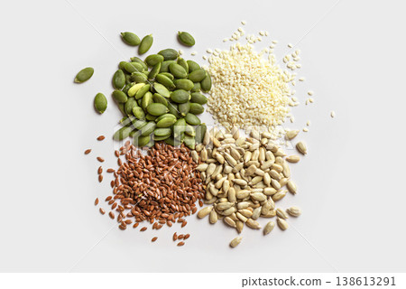 Assortment of seeds, healthy seed mix Assortment of seeds, healthy seed mix 138613291